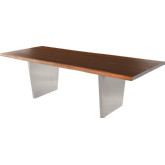 Aiden 112" Dining Table in Seared Oak on Brushed Silver Stainless